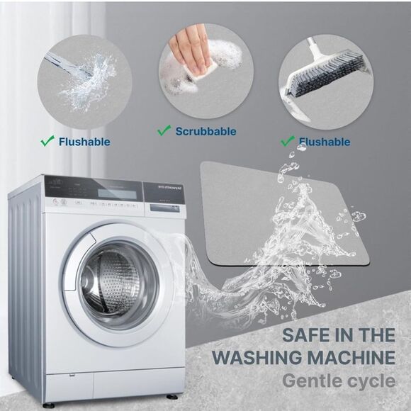 NWT Bath Mat Rubber Non Slip Absorbent Quick Dry Bathroom 16” x 24” DARK GRAY - Picture 8 of 8